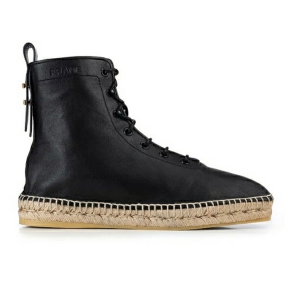 Frame Le Boston Leather High Top Espadrilles Booties - Picture 1 of 8